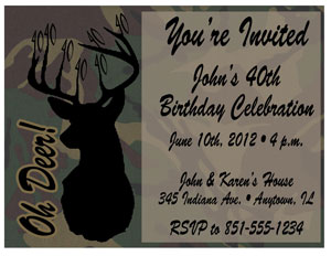40th birthday invitation hunting camo deer