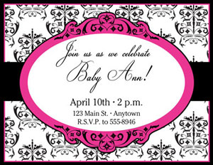 damask baby shower invitation