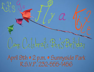 kite birthday invitaiton