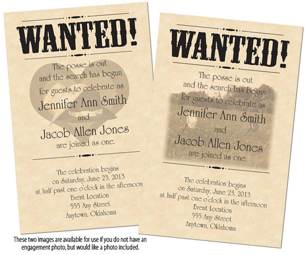wanted poster wedding invitaitons