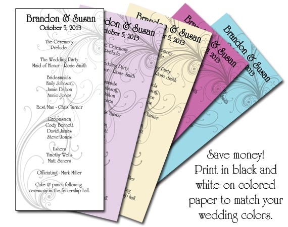 elegant swirls wedding program