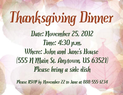 Thanksgiving fall leaves invitaitons