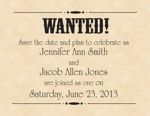 wanted poster save the date